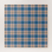 Geruit Plaid Beige Blauw Grijs en Perzik Legpuzzel (Horizontaal)