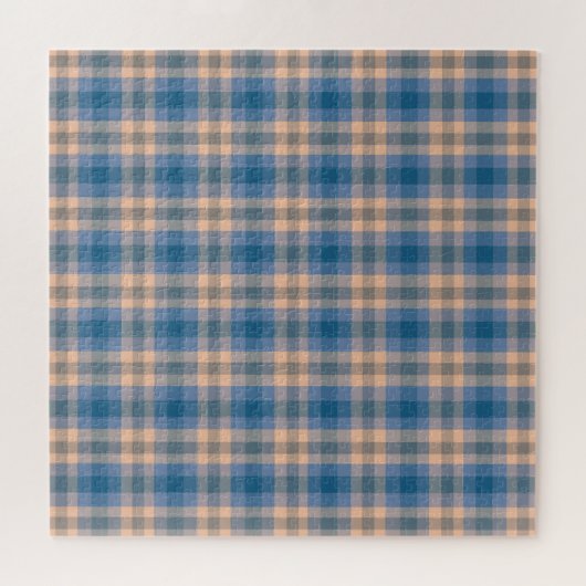 Geruit Plaid Beige Blauw Grijs en Perzik Legpuzzel (Horizontaal)