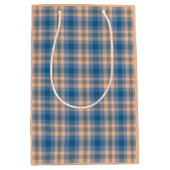 Geruit Plaid Beige Blauw Grijs en Perzik Medium Cadeauzakje (Voorkant)