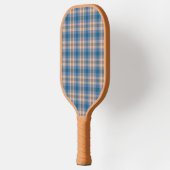 Geruit Plaid Beige Blauw Grijs en Perzik Pickleball Paddle (Links)