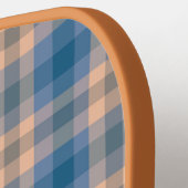 Geruit Plaid Beige Blauw Grijs en Perzik Pickleball Paddle (Links Detail)