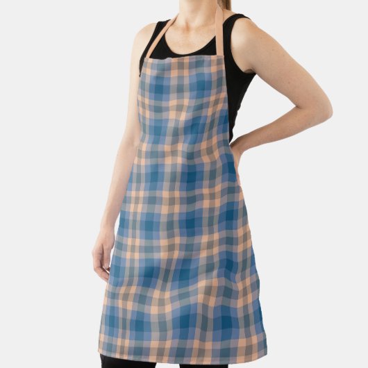 Geruit Plaid Beige Blauw Grijs en Perzik Schort (Insitu)