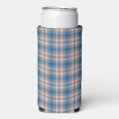 Geruit Plaid Beige Blauw Grijs en Perzik Seltzer Blikjeskoeler (Seltzer Voorkant)