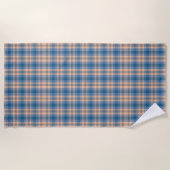 Geruit Plaid Beige Blauw Grijs en Perzik Strandlaken (Voorkant)