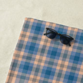 Geruit Plaid Beige Blauw Grijs en Perzik Strandlaken (In situ)