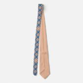 Geruit Plaid Beige Blauw Grijs en Perzik Stropdas (Achterkant)