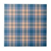 Geruit Plaid Beige Blauw Grijs en Perzik Tegeltje (Voorkant)