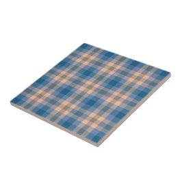 Geruit Plaid Beige Blauw Grijs en Perzik Tegeltje