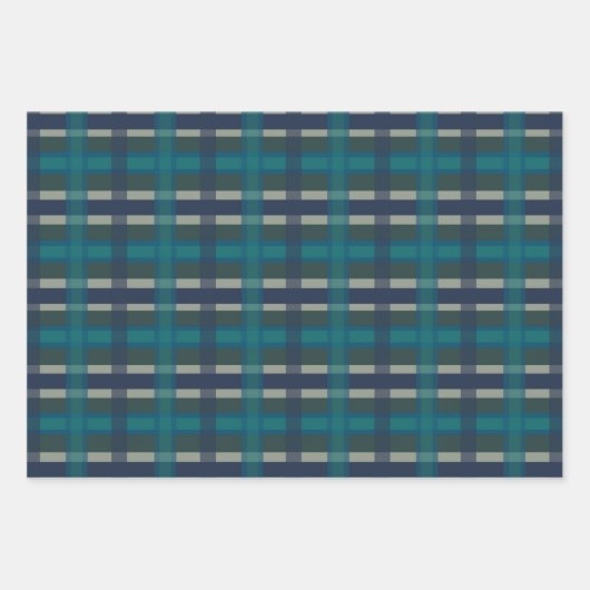 Geruit Plaid Blauw Groen Plaid En Turquoise Inpakpapier Vel (Voorkant 3)