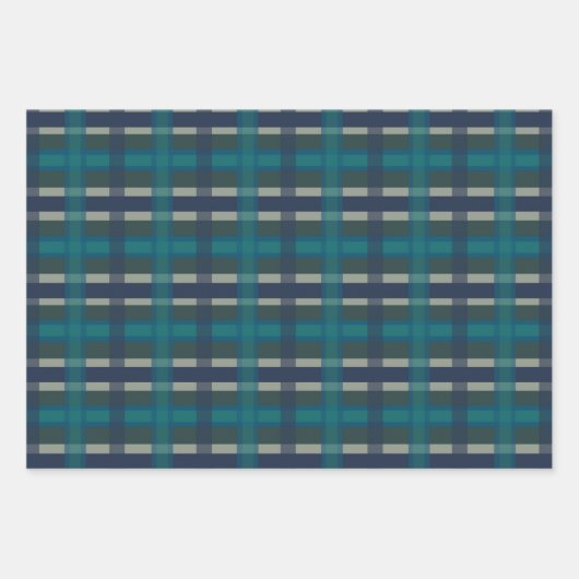 Geruit Plaid Blauw Groen Plaid En Turquoise Inpakpapier Vel (Voorkant)