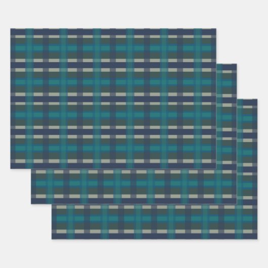 Geruit Plaid Blauw Groen Plaid En Turquoise Inpakpapier Vel (Set)