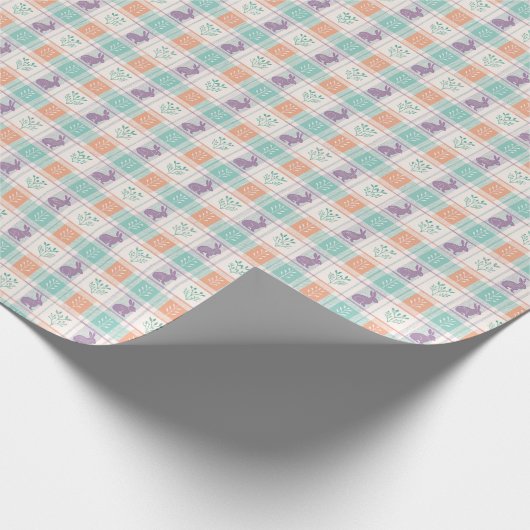 Geruit Plaid Easter Cadeaupapier (Hoek)