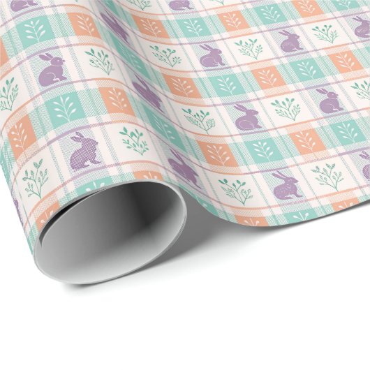 Geruit Plaid Easter Cadeaupapier (Rol Hoek)
