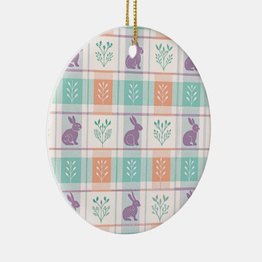 Geruit Plaid Easter Keramisch Ornament (Rechts)