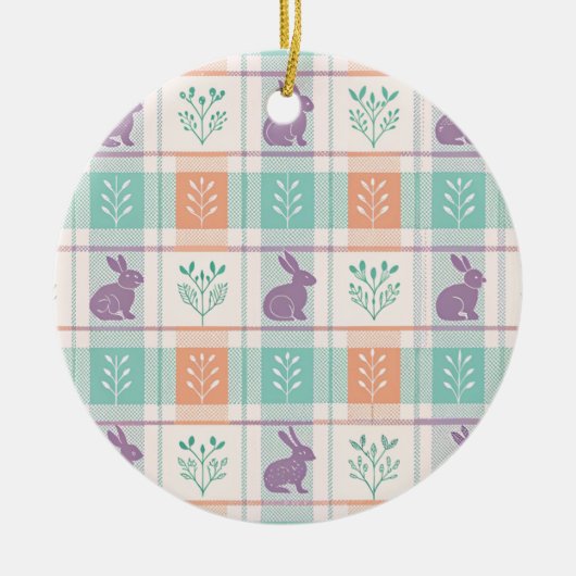 Geruit Plaid Easter Keramisch Ornament (Voorkant)