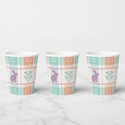 Geruit Plaid Easter Papieren Bekers (Multi)