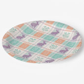 Geruit Plaid Easter Papieren Bordje (Gekanteld)