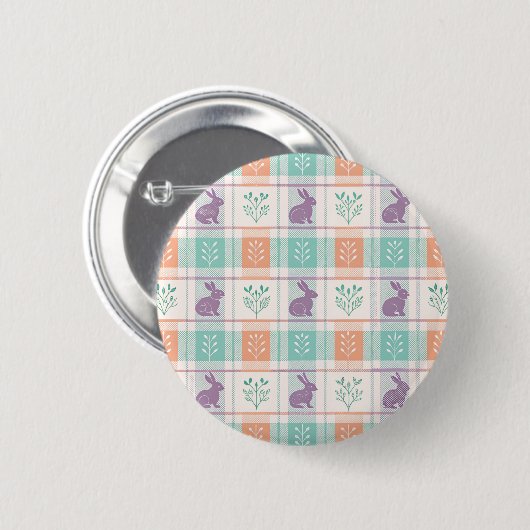Geruit Plaid Easter Ronde Button 5,7 Cm (Voorkant /achterkant)