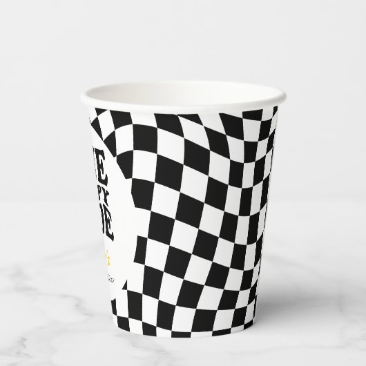 Geruit Preppy Glimlach Een Gelukkig Dude 1e Verjaa Papieren Bekers (Achterkant)