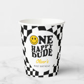 Geruit Preppy Glimlach Een Gelukkig Dude 1e Verjaa Papieren Bekers (Links)
