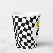 Geruit Preppy Glimlach Een Gelukkig Dude 1e Verjaa Papieren Bekers (Voorkant)