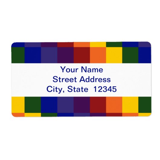 Geruit Rainbow verzendlabel (Voorkant)