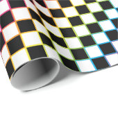 Geruit regenboogwit cadeaupapier (Rol Hoek)