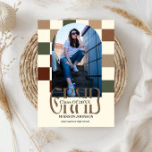 Geruit Retro Afstudeerder '25 Arch Foto Afstuderen Kaart