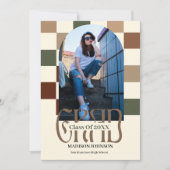 Geruit Retro Afstudeerder '25 Arch Foto Afstuderen Kaart (Voorkant)