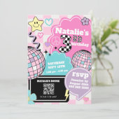 Geruit Retro Groovy Disco 3e verjaardagsfeestje Kaart (Staand voorkant)