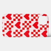 Geruit Rode Harten Patroon met Vierkanten Case-Mate iPhone Case (Achterkant (horizontaal))