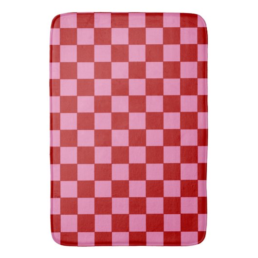 Geruit rood en heet roze badmat (Voorkant Verticaal)