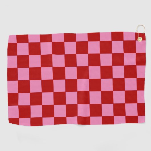 Geruit rood en heet roze golfhanddoek (Horizontaal)
