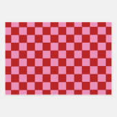 Geruit rood en heet roze inpakpapier vel (Voorkant 2)