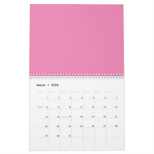 Geruit rood en heet roze kalender (Mar 2026)