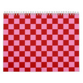 Geruit rood en heet roze kalender (Hoes)