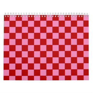 Geruit rood en heet roze kalender