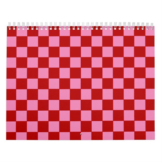 Geruit rood en heet roze kalender (Hoes)
