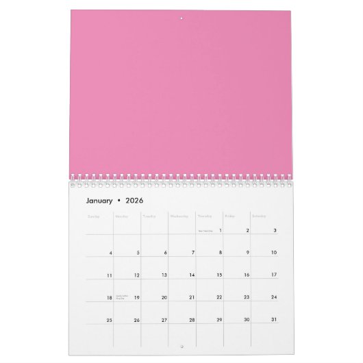 Geruit rood en heet roze kalender (Jan 2026)