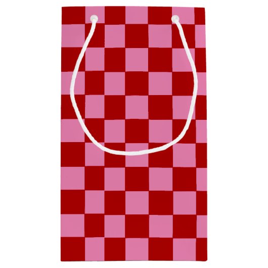 Geruit rood en heet roze klein cadeauzakje (Achterkant)