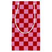 Geruit rood en heet roze klein cadeauzakje (Voorkant)