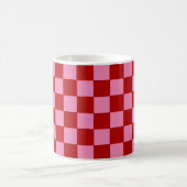 Geruit rood en heet roze koffiemok (Center)