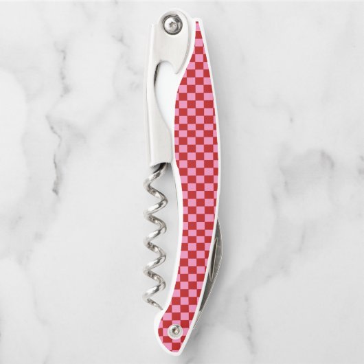 Geruit rood en heet roze kurkentrekker (Voorkant)