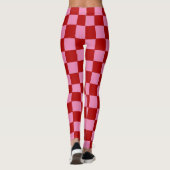 Geruit rood en heet roze leggings (Achterkant)