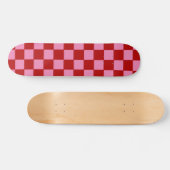 Geruit rood en heet roze persoonlijk skateboard (Horizontaal)