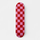 Geruit rood en heet roze persoonlijk skateboard (Voorkant)