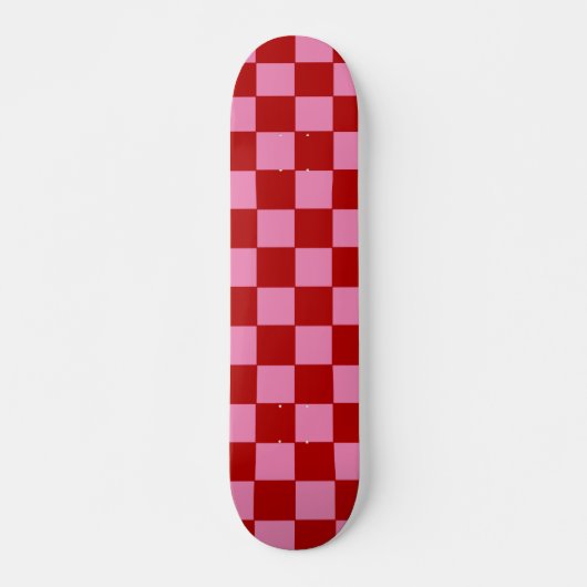 Geruit rood en heet roze persoonlijk skateboard (Voorkant)