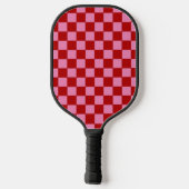 Geruit rood en heet roze pickleball paddle (Achterkant)