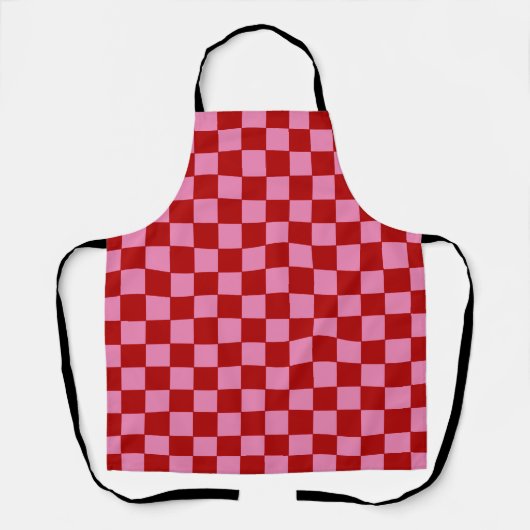 Geruit rood en heet roze schort (Voorkant)