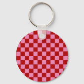 Geruit rood en heet roze  sleutelhanger (Achterkant)